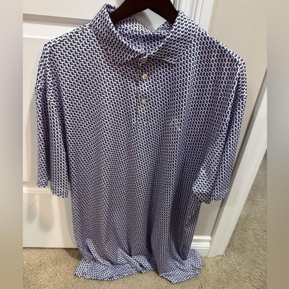 Men's Purple Rhoback Louisiana Patterned Polo Shirt - XXL